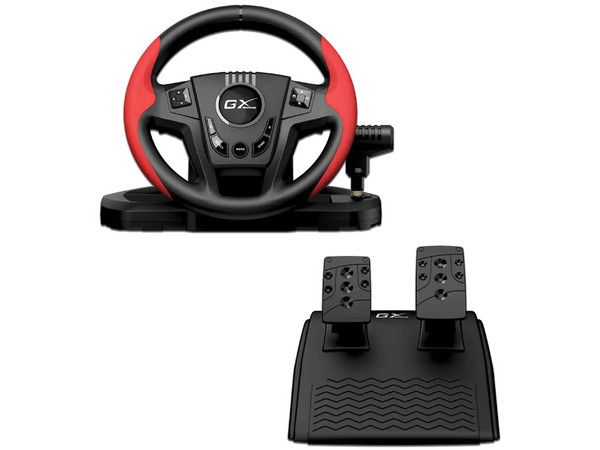 Kit de Volante y Pedales Genius SpeedMaster, Compatible con PC, PlayStation 3 y PlayStation 4, Color Negro.