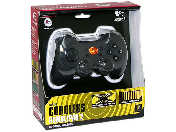 Game Pad Inalámbrico logitech para PC, 10 botones, 2 Sticks análogos, 2 motores de vibración. USB