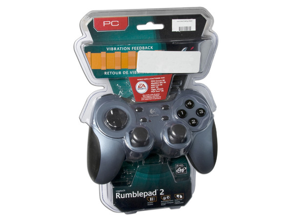Game Pad Logitech para PC, 10 botones, 2 Sticks análogos, 2 motores de vibración. USB