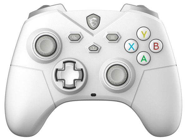 Control MSI FORCE GC300 W inalámbrico, 12 botones programables, retroalimentación de vibración, compatible con PC, PS4 y PS5, batería recargable de hasta 15 horas. Color Blanco.