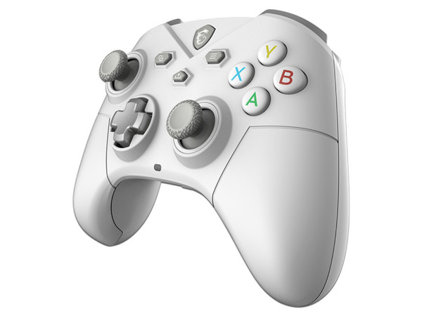 Control MSI FORCE GC300 W inalámbrico, 12 botones programables, retroalimentación de vibración, compatible con PC, PS4 y PS5, batería recargable de hasta 15 horas. Color Blanco.