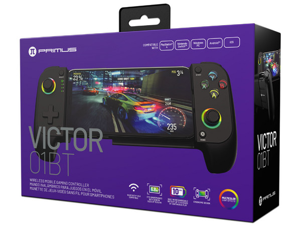 Control para juegos Primus Gaming VICTOR01BT, Bluetooth, Para Celulares. Color Negro.
