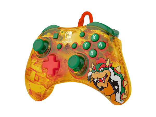 Control para Nintendo Switch PDP Rock Candy con tematizado de Bowser, Color Naranja y Verde. Caja Maltratada.