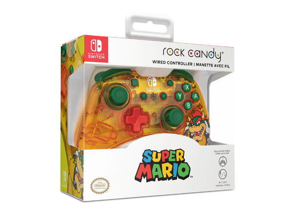 Control para Nintendo Switch PDP Rock Candy con tematizado de Bowser, Color Naranja y Verde. Caja Maltratada.