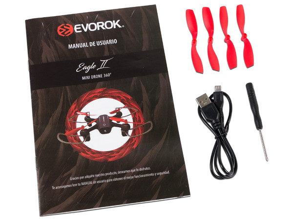 Mini Drone Evorok EAGLE II, con batería de 520MAh. Color negro.