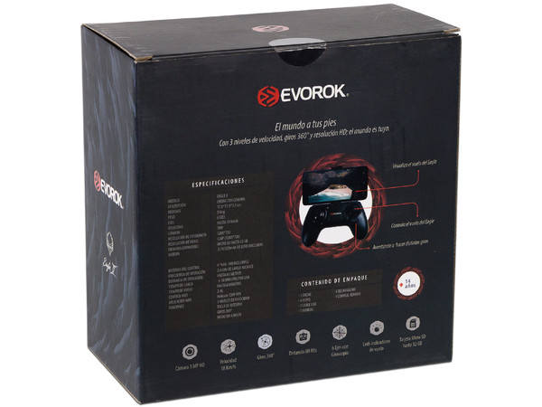 Mini Drone Evorok EAGLE II, con batería de 520MAh. Color negro.