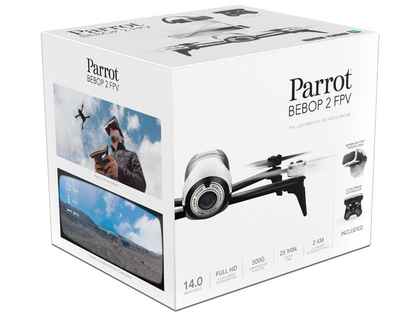 Drone Parrot Bebop 2 FPV, con autonomía de hasta 25 min y vuelo de hasta 2 km.