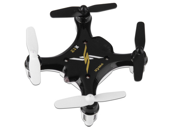 Drone Quadcopter SYMA X12S Nano, con batería recargable (hasta 8 min.), hasta 30 metros. Color negro.