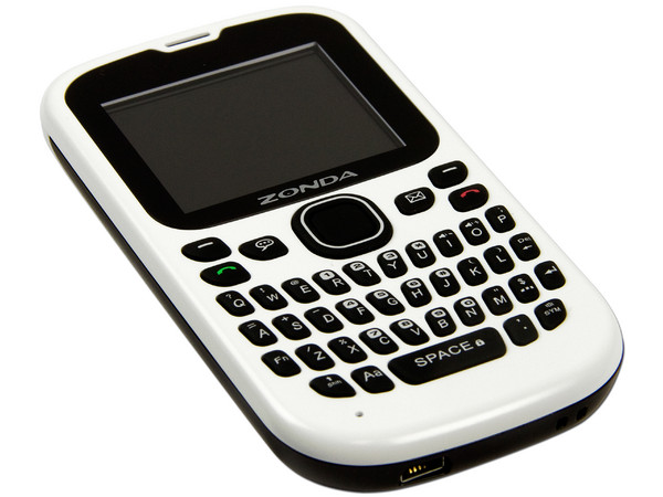 Celular Zonda Eddy, Tipo barra delgado  con pantalla a color y teclado QWERTY, Multilínea. Color Blanco.