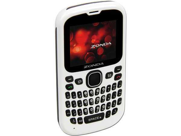Celular Zonda Eddy, Tipo barra delgado  con pantalla a color y teclado QWERTY, Multilínea. Color Blanco.