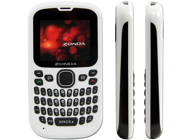 Celular Zonda Eddy, Tipo barra delgado  con pantalla a color y teclado QWERTY, Multilínea. Color Blanco.