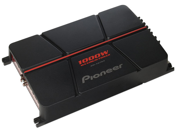 Amplificador Pioneer de 4 Canales, 1000W. Color Negro con Rojo.