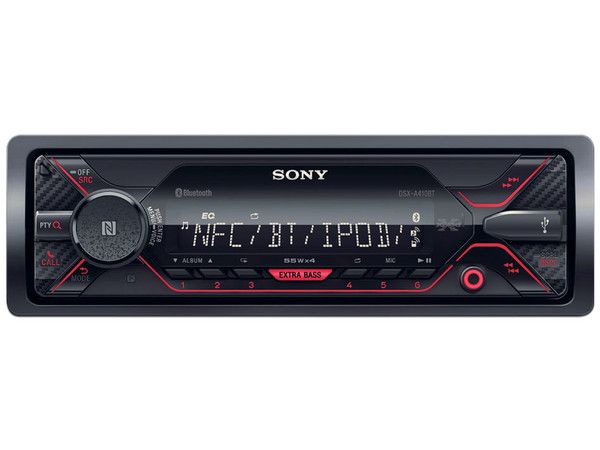 Autoestéreo Sony DSX-A410BT con Extra Bass, Radio (AM, FM), Bluetooth, MP3, USB. Color Negro.