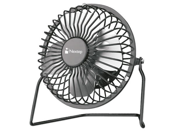 Mini Ventilador Nextep NE-690, Metálico, 4 Aspas, USB, Color Negro.