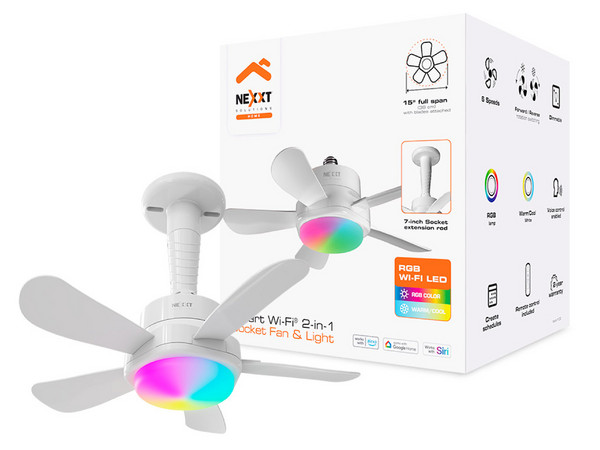 Ventilador de Techo Nexxt Solutions NHA-F100, Luz LED RGB, 5 Aspas. Color Blanco.