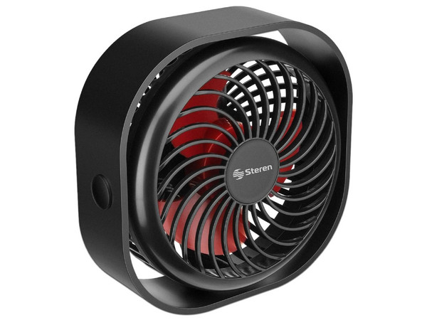 Ventilador de Escritorio Steren FAN-120 Recargable Con Batería y Alimentación USB. Color Negro.