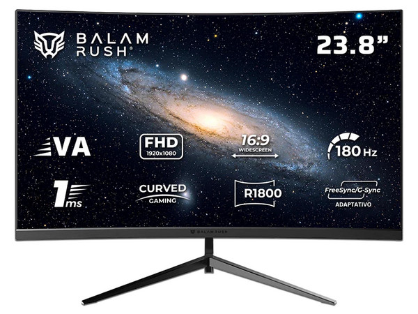 Monitor Balam Rush BR-943031 Andromeda MAG24Y, 23.8″, Full HD, Panel VA, HDMI, DP, VESA 100 mm, Color Negro.