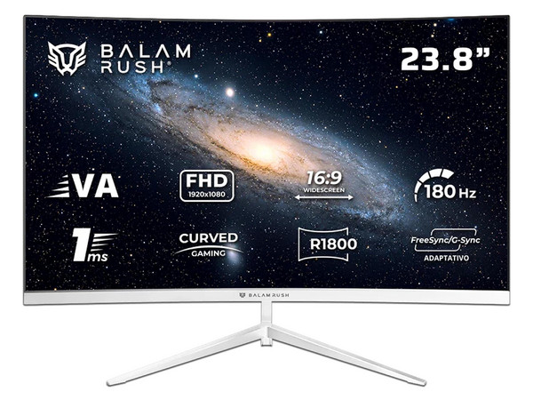 Monitor Balam Rush BR-943048 Andromeda MAG24Y, 23.8″, Full HD, Panel VA, HDMI, DP, VESA 100 mm, Color Blanco.