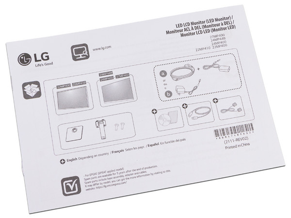 Monitor LED LG 22MP410-B de 21