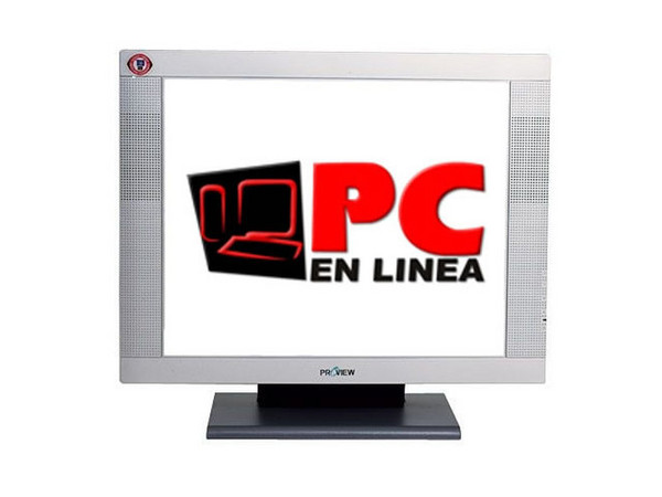 Monitor LCD ProView de 15pds, Color Negro con Plateado, bocinas integradas.