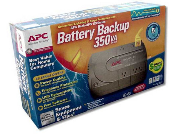 APC BACK-UPS 350, USB, con 6 Enchufes (3 Protegidos)