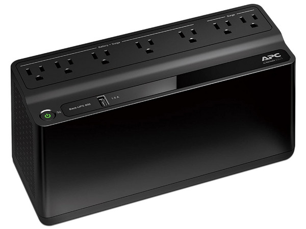 No Break APC BE600M1-LM de 600VA/330W, 7 Contactos NEMA 5-15R, Color Negro.