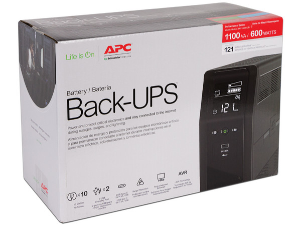 Back UPS PRO APC BR1100M2-LM 1100VA/600W, 10 contactos,  2 puertos USB,120V.