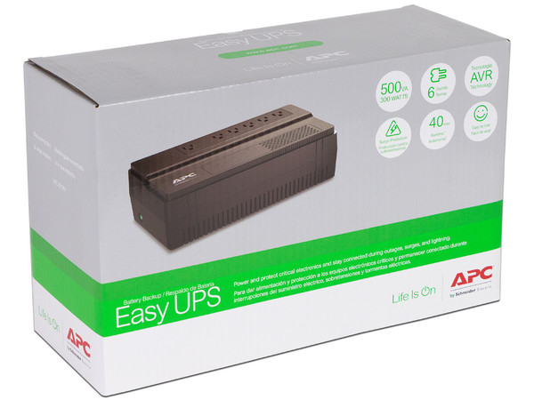 Unidad Easy UPS APC BV500-LM de 500VA (300W) con 6 Contactos NEMA 5-15R, 120V.
