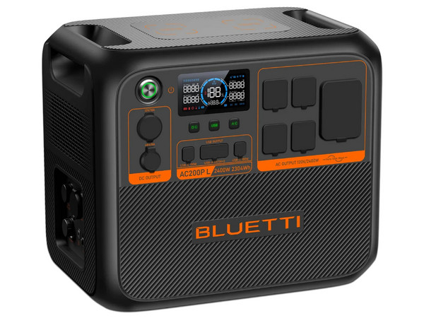 Estación de Energía Portátil Bluetti AC200PL, 2400W, 3500 Ciclos, Panel Solar, USB Tipo C, USB, Carga Inalámbrica. Color Negro.