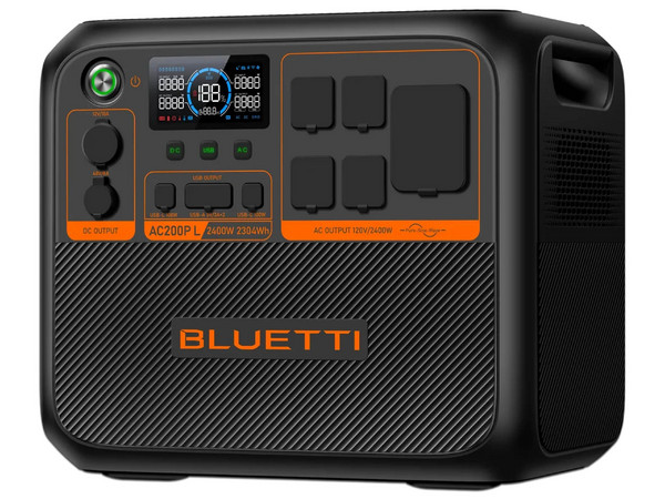 Estación de Energía Portátil Bluetti AC200PL, 2400W, 3500 Ciclos, Panel Solar, USB Tipo C, USB, Carga Inalámbrica. Color Negro.