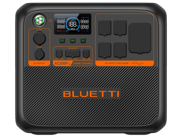 Estación de Energía Portátil Bluetti AC200PL, 2400W, 3500 Ciclos, Panel Solar, USB Tipo C, USB, Carga Inalámbrica. Color Negro.