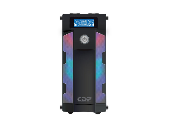 No Break CDP GSMART1516B, 1500 VA / 900 W, UPS Smart, AVR, 16 Salidas, Puerto de Carga USB (8 USB-A y 2 USB-C), Luz RGB, Pantalla LCD, 120 Vca. Color Negro.