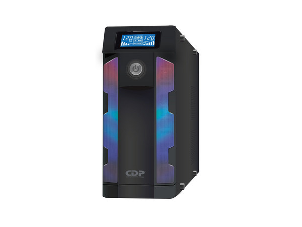 No Break CDP GSMART1516B, 1500 VA / 900 W, UPS Smart, AVR, 16 Salidas, Puerto de Carga USB (8 USB-A y 2 USB-C), Luz RGB, Pantalla LCD, 120 Vca. Color Negro.