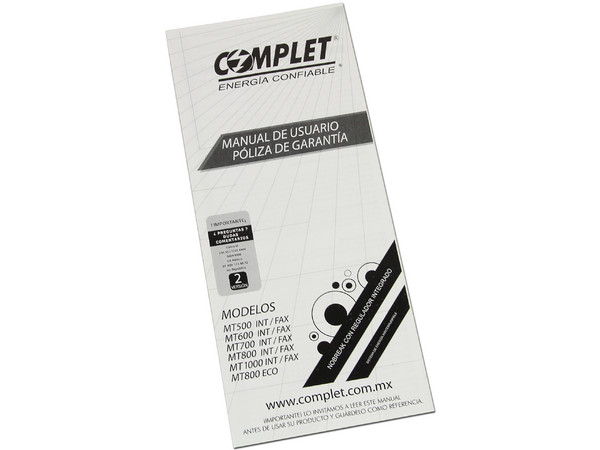 NO-BREAK COMPLET 500VA(250WATTS) 8 Contactos NEMA 5-15R.