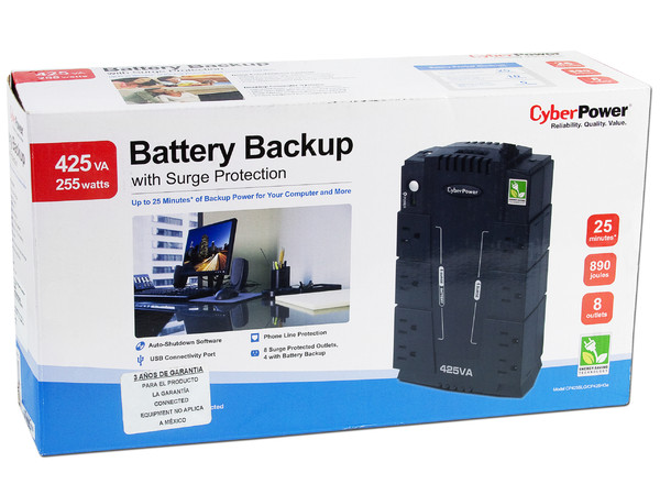 UPS CyberPower CP425SLG, 8 Contactos, 425VA, 255Watts.
