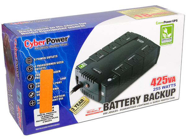 Batería de Respaldo CyberPower, 425VA (255WATTS) con 8 Conexiones, USB. 