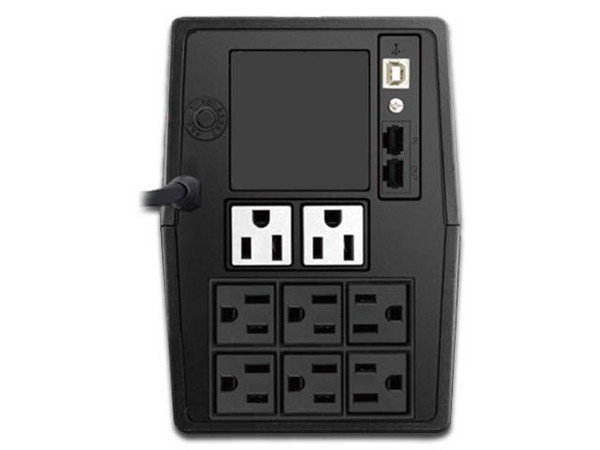 No-Break Datshield KS-1000 LCD de 1000VA/600W con 8 Contactos NEMA NEMA 5-15R, RJ-11, RJ-45, USB.