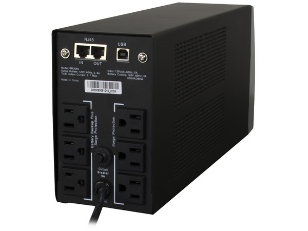 UPS GR BM3060 de 6 Contactos, Regulador, Protección de Red, puerto USB, 600V/360W.