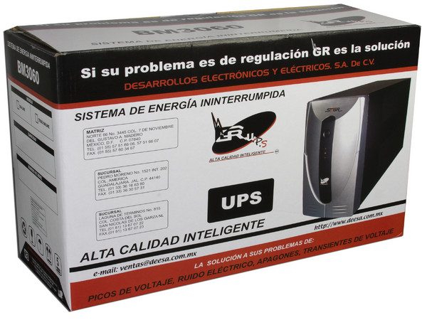 UPS GR BM3060 de 6 Contactos, Regulador, Protección de Red, puerto USB, 600V/360W.