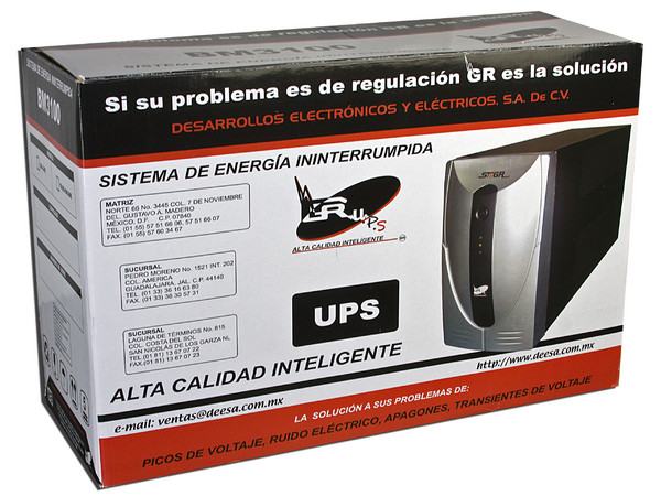 UPS GR BM3100 de 6 Contactos, Regulador, Protección de Red, puerto USB, 1000V/600W.