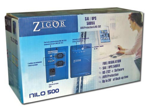 UPS ZIGOR NILO 500VA, 300W, hasta 30 Minutos de Autonomía.