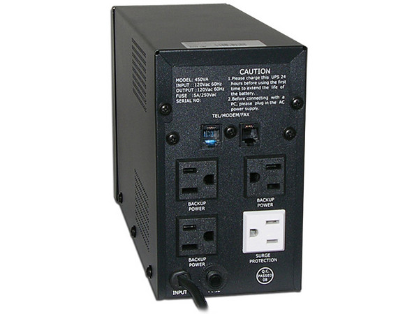 UPS PSH, 4 Contactos, Protección para Línea Telefónica, 450VA / 270W.