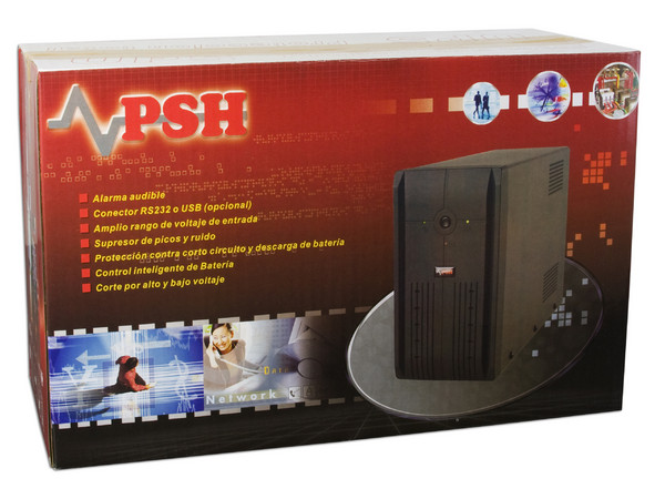 UPS PSH, 4 Contactos, Protección para Línea Telefónica, 650VA / 390W.