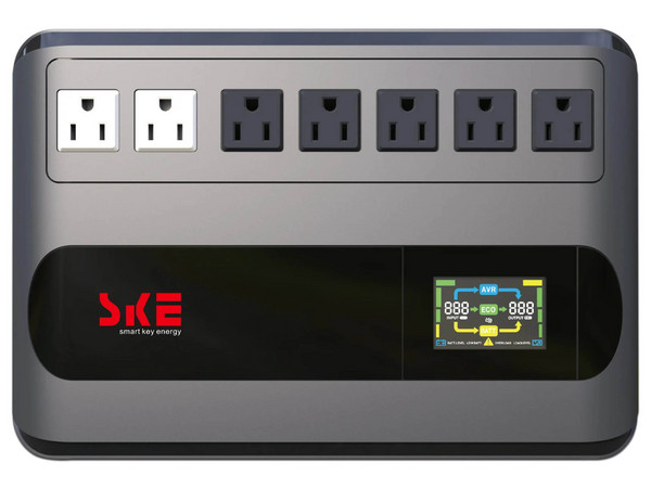 No Break SKE GF1000, 1000VA/600W, Pantalla LCD, UPS Protección Contra Cortocircuitos. Color Plateado.