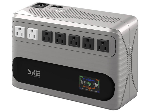 No Break SKE GF1000, 1000VA/600W, Pantalla LCD, UPS Protección Contra Cortocircuitos. Color Plateado.
