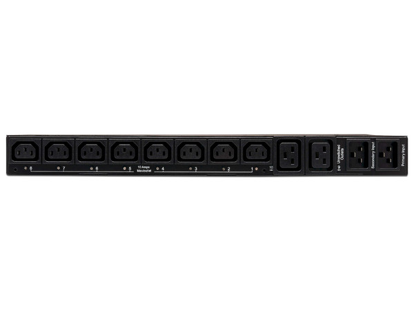 Unidad de distribución de energía monofásico controlable Tripp Lite PDUMH20HVATNET de 3.8kW, de 10 contactos (8xC13 y 2xC19), para montaje en rack de 1U.