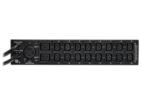 UPS Tripp Lite PDUMH30HVATNET de 5700W, 240V 30A, 19 Contactos (16xC13 / 2xC19 / 1xL6-30R), Para Montaje en Rack de 2U. Color Negro.
