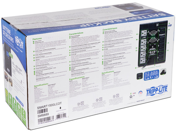 UPS Tripp Lite UPS SmartPro Interactivo SMART1500LCDT, 1500VA (900Watts) con 10 contactos.