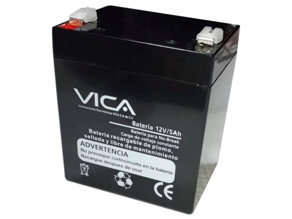 Batería de Reemplazo Vica, para todo tipo de No-Breaks, 12V/5Ah, Ácido/Plomo, Libre Mantenimiento.