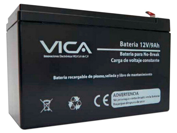 Batería de Reemplazo Vica VIC12V-9A de 12V/ 9AH. Color negro. Libre Mantenimiento